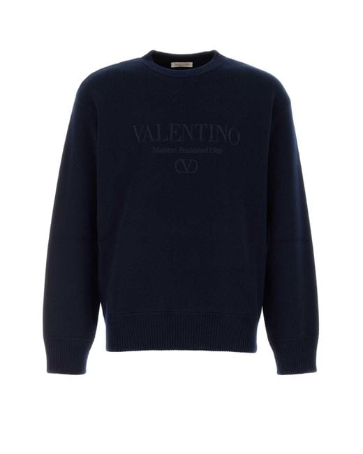 Valentino Garavani Blue Dark Wool Sweater for men