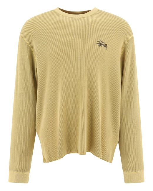 Stussy Yellow "Basic Stock Thermal" T Shirt for men