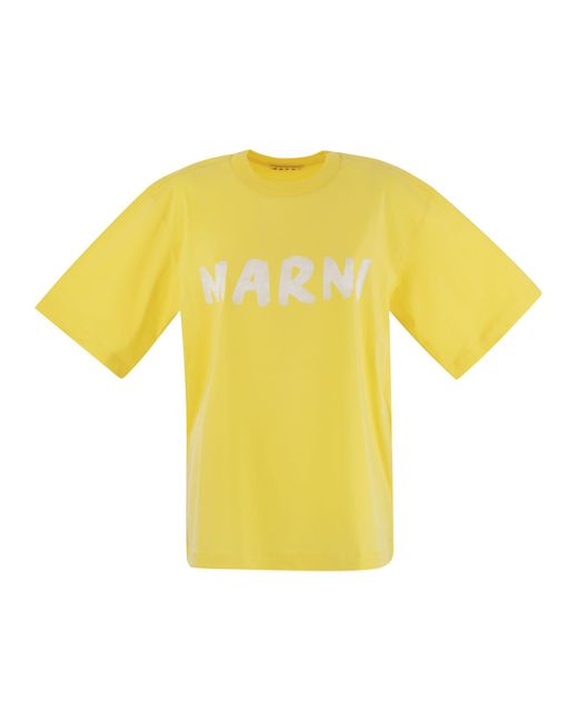 Marni Yellow Cotton Jersey T -Shirt mit -Druck