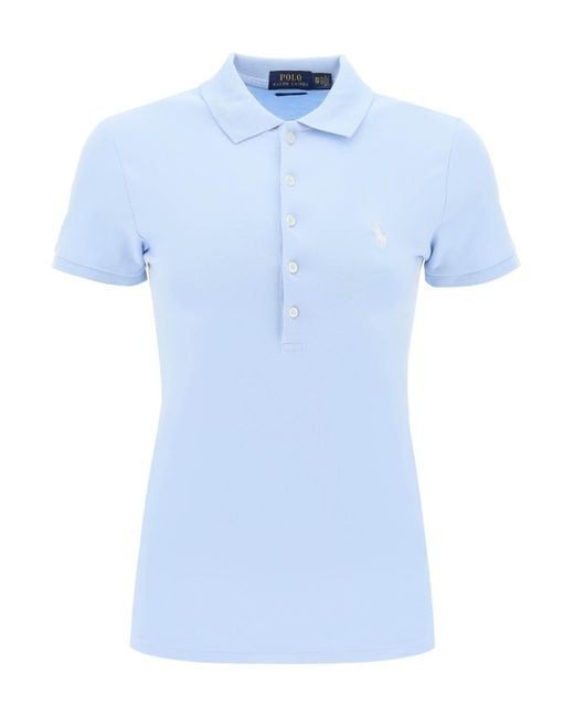 Slim Fit Five Button Polo Shirt Polo Ralph Lauren de color Blue