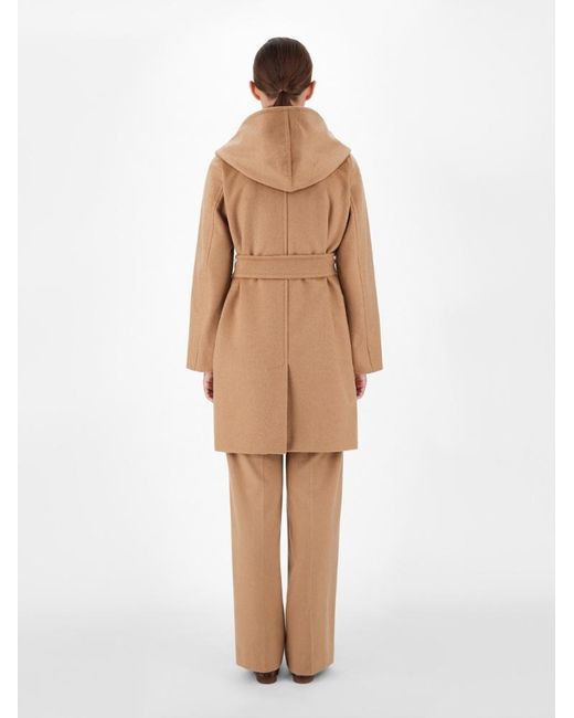 Max Mara Rialto Kameelwollen Manteljas in het Natural