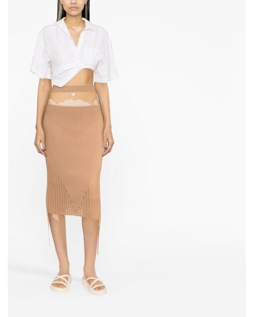 ANDREADAMO White Andreadamo Low Waist Midi Skirt