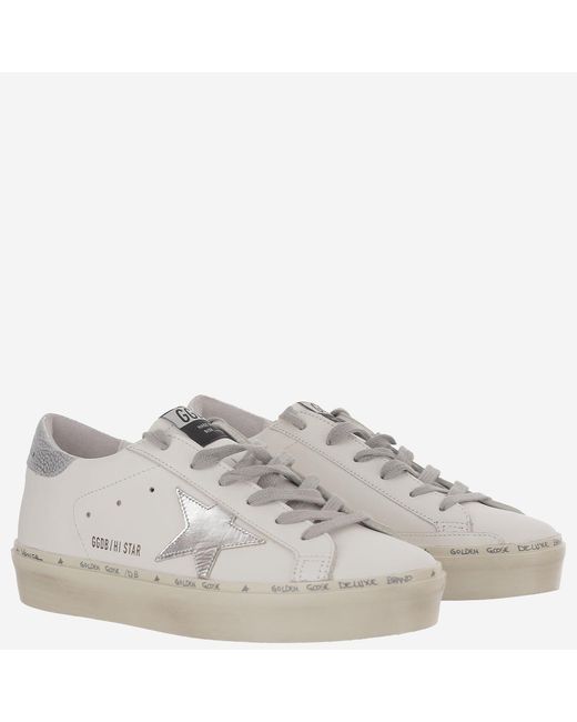Golden Goose Deluxe Brand Gray Leather Hi Star Patch Sneakers
