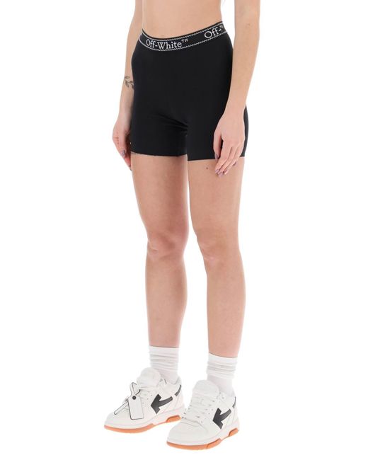 Off-White c/o Virgil Abloh Black Sporty Shorts mit Markenstreifen