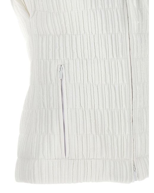 Ferragamo White Textured Nylon Hooded Vest With Zip Closure