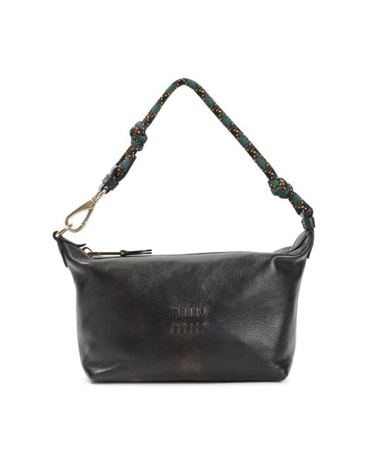 Miu Miu Black Mini Pouch Handbag With Distinctive Design (W:18.5Cm H:14Cm D:10Cm)