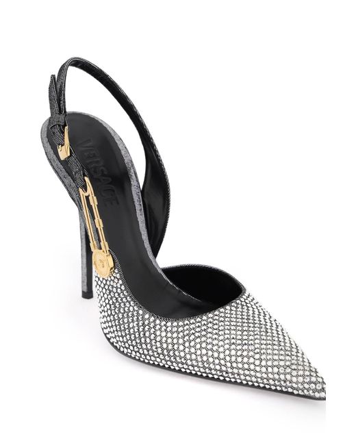 Versace White 'Safety Pin' Slingback Pumps