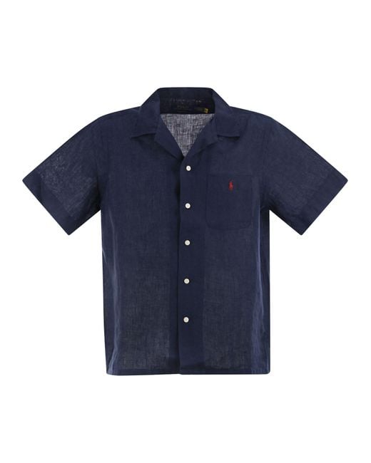 Polo Ralph Lauren Blue Saharan Linen Shirt for men