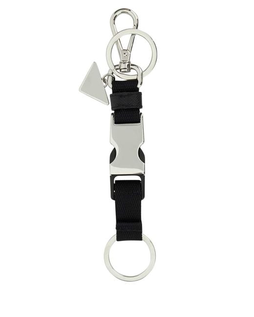 Prada Black Fabric Keyring for men