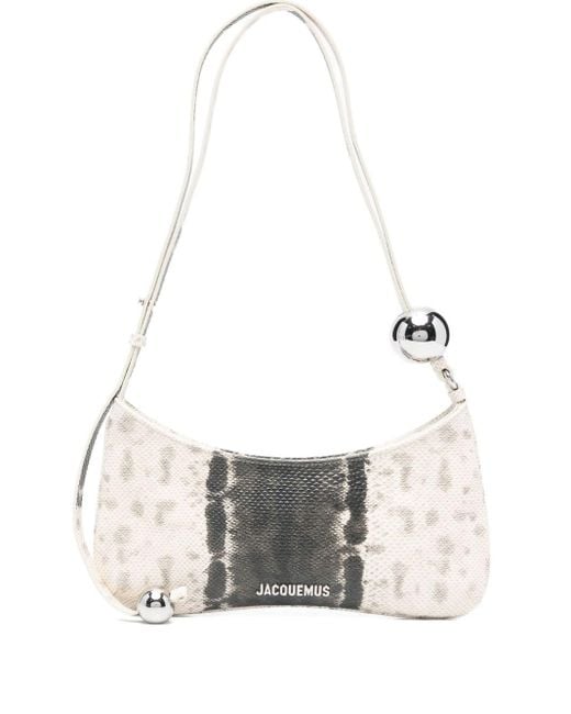 Jacquemus White The Bisou Perle Schultertasche mit Kugelverzierung