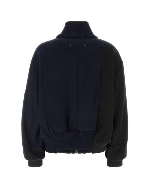 Maison Margiela Blue Two-tone Wool Bomber Jacket