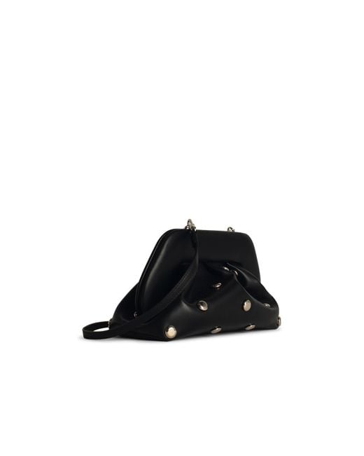 THEMOIRÈ Black Vegan Leather Top-Handle Clutch