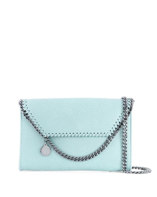 Stella McCartney Blue Mini Shoulder Bag With Engraved Medallion Charm