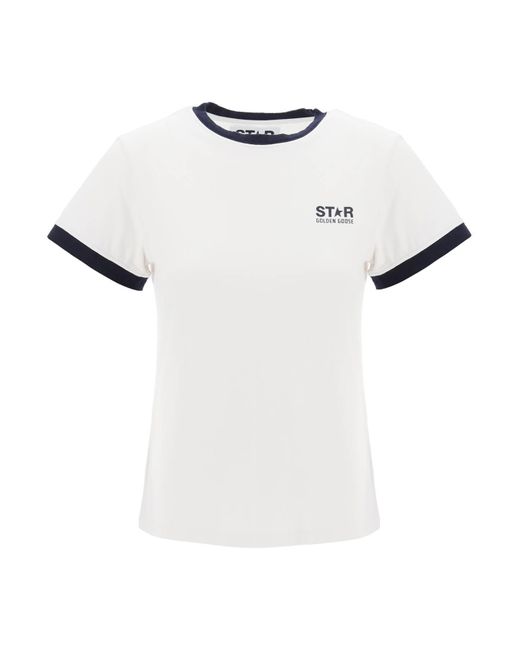 Golden Goose Deluxe Brand Contrast Trimed T -shirt in het White