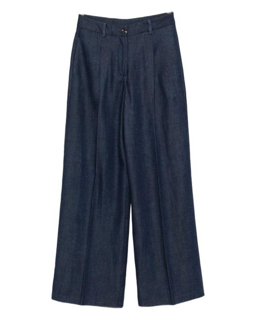 Liu Jo Blue Pleated Front Trousers With High Waist