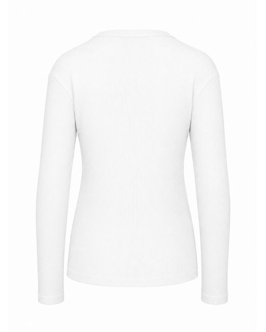 LA ROSE White Long Sleeve Ribbed T Shirt