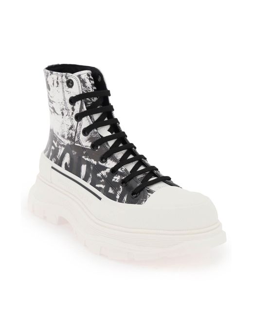 'Tread Slick Graffiti' Botkle Boots Alexander McQueen pour homme en coloris White
