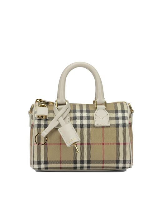 Burberry Metallic "Bowling Mini Check" Small Hand Bag