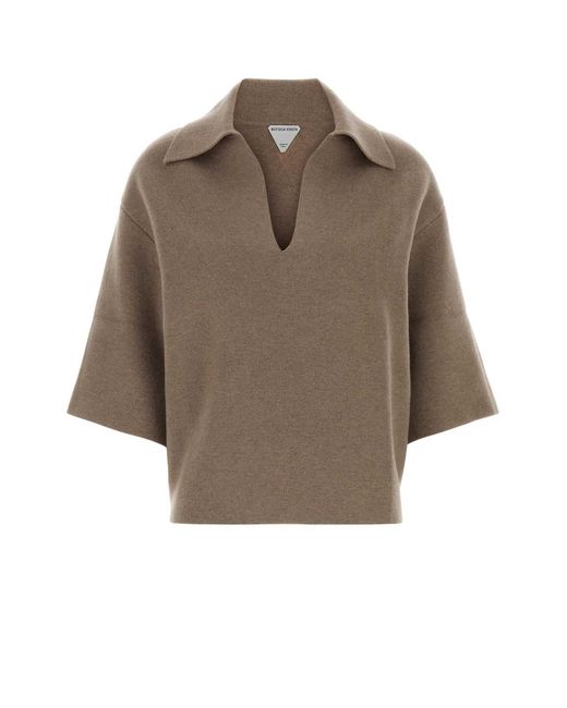 Bottega Veneta Brown Mw Compact Cashmere Ss Polo