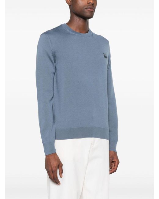 Maison Kitsuné Maison Kitsune 'Bold Fox Head Wool Wollspringer in Blue für Herren