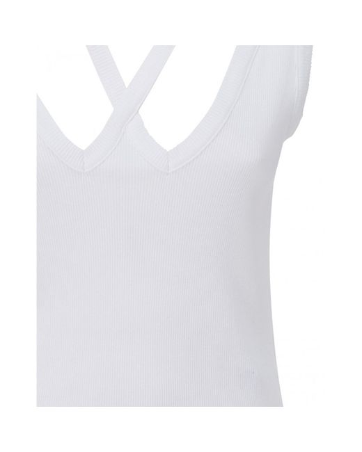 MM6 by Maison Martin Margiela White Ribbed Cotton Top