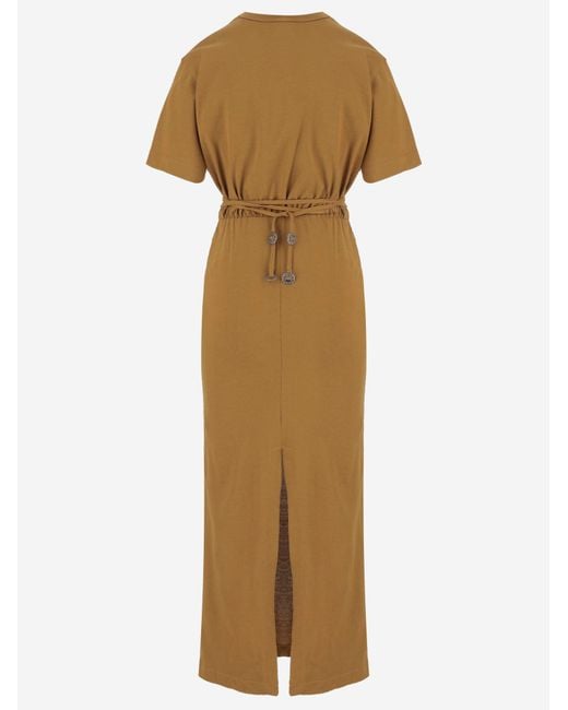 Pinko Natural Cotton Dress With Cut-Out Detail