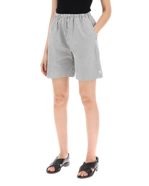 By Malene Birger Gray "striped Siona Organic Cotton Shorts"