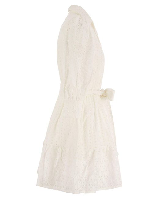 Vestido de algodón corto con bordado Mc2 Saint Barth de color White