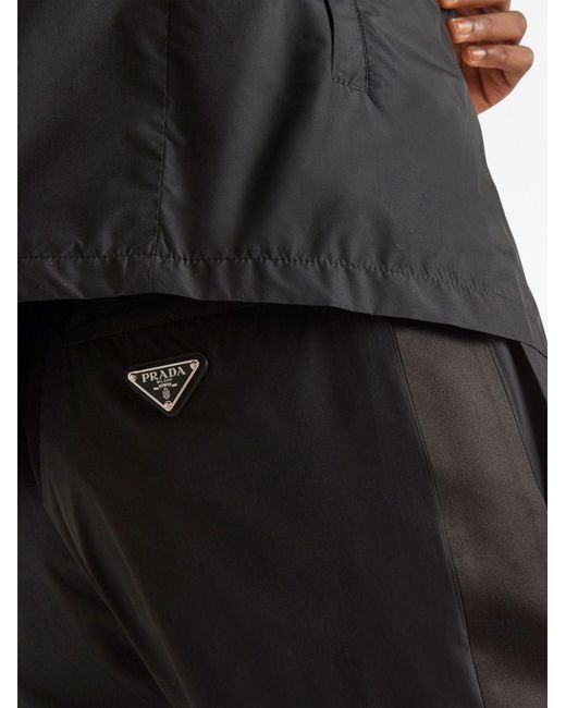 Prada Black Triangle-Logo Silk Track Pants for men