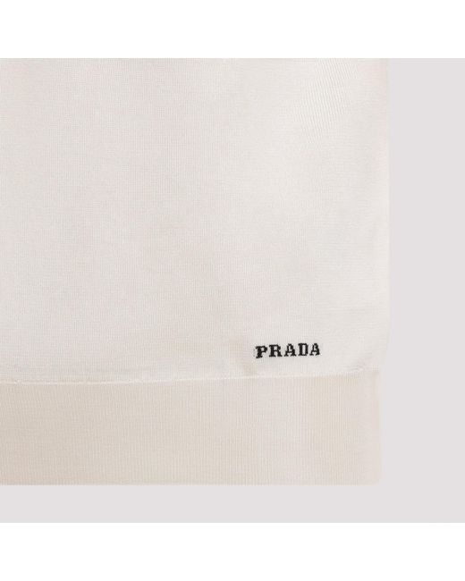 Prada White Sand Silk Polo Shirt