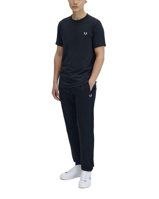 Fred Perry Blue T Shirt "Ringer" Con Logo