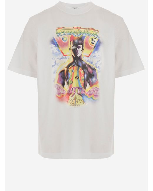 Casablanca White Cotton Logo T-Shirt for men