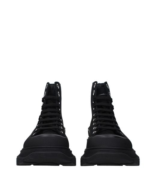 Alexander McQueen Black Sneakers Tread Slick Uomo Tessuto Nero for men