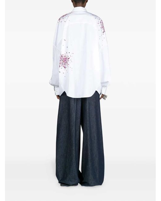 Dries Van Noten Verfraaid Cocon Blouse in het White