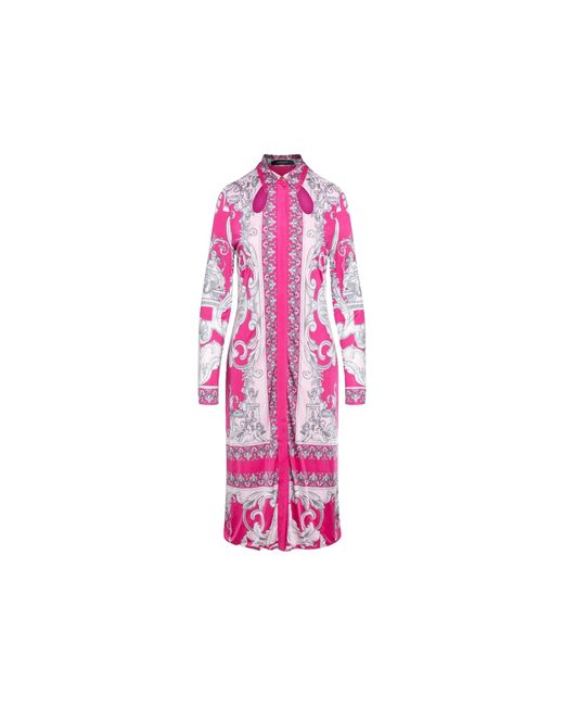 Versace Barok Gedrukte Midi -jurk in het Pink