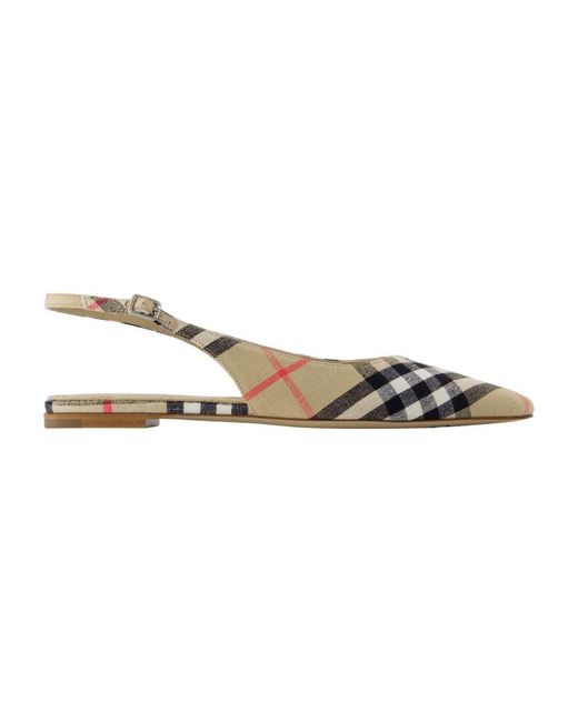 Burberry Metallic Leinen Slingbacks