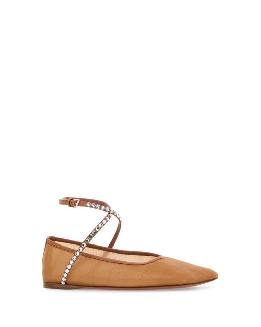 AMINA MUADDI Brown Mesh Ane Ballerinas