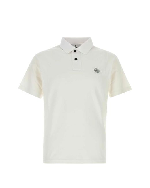 Stone Island White Polo Shirt