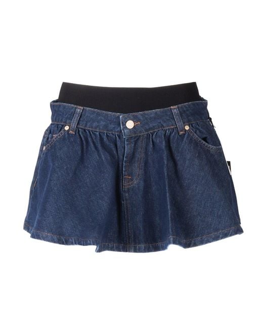 7 For All Mankind Blue Banded Mini Skirt Soul