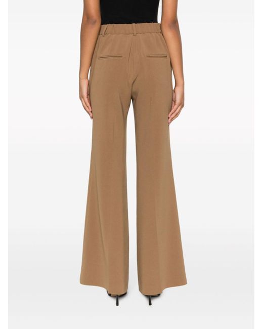 Alberto Biani Brown Crepe High-Waist Flared Trousers