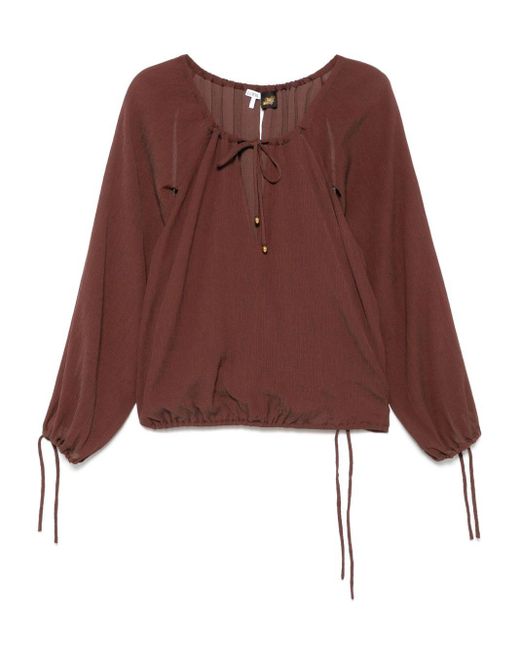 Loewe Red Cotton And Silk Blend Blouse