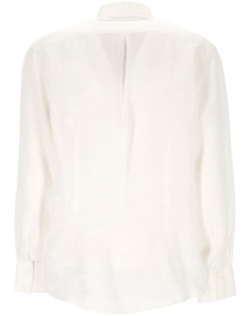 Brunello Cucinelli Weißes Button-Down-Hemd Mit Langen Ärmeln in White für Herren