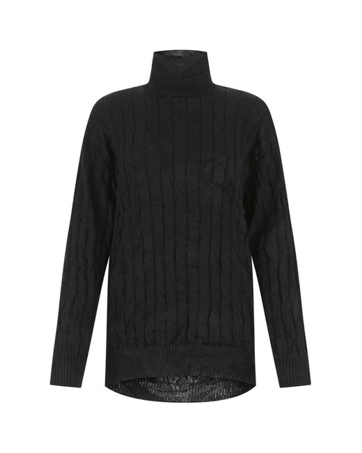 Balenciaga Black Creased Ribbed Pullover