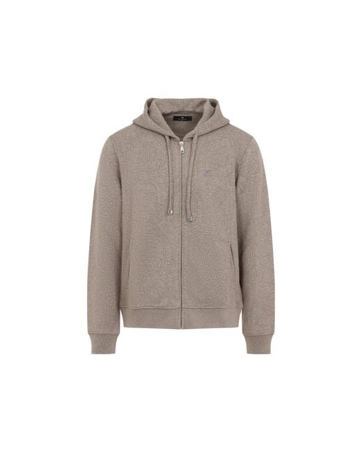Etro Gray Zipped Hoodie for men