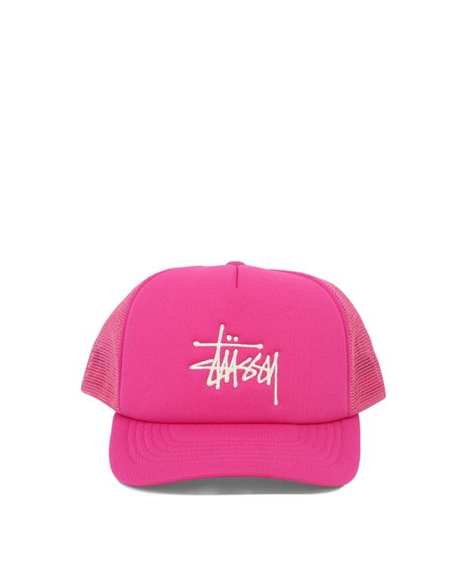 Stussy Pink "Big Basic" Trucker Cap for men