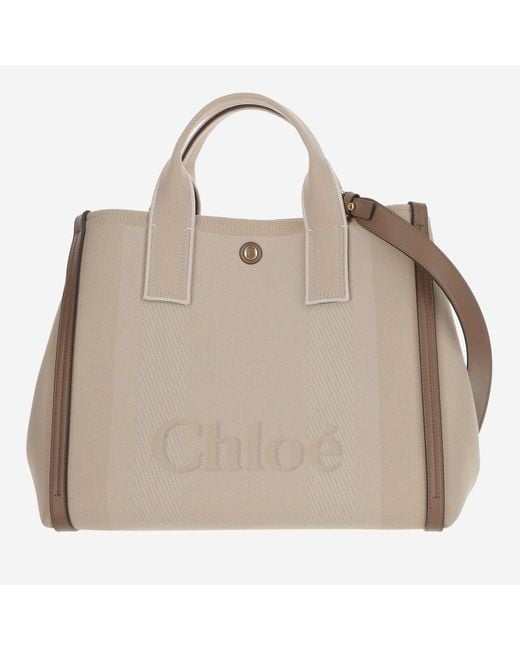 Chloé Natural Chloé Carry Canvas Tote Bag