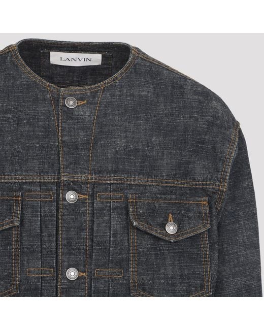 Lanvin Gray Collarless Cotton Jacket