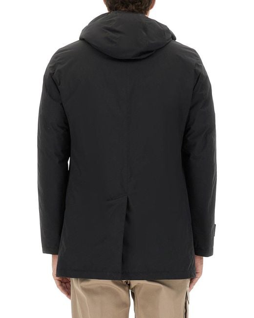 Herno Black Two-Layer Windstopper Long Parka Polyester Jacket for men
