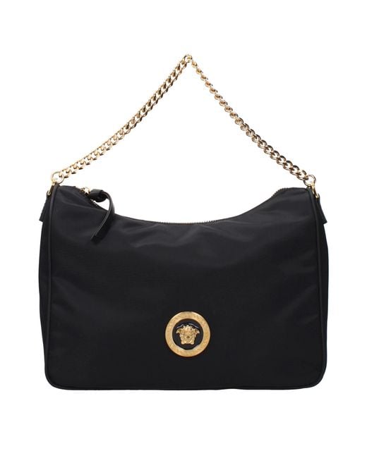 Versace Black Hobo Handbag Fabric