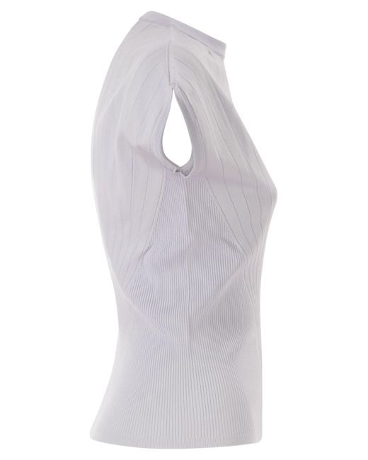 Sportmax White Spxsamba Ribbed Viscose Jumper
